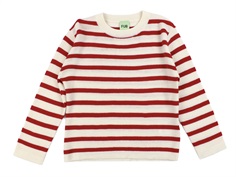 FUB ecru/red striped knit sweater merino wool